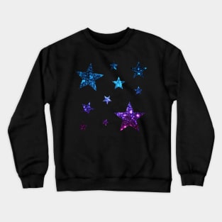 Teal Purple Ombre Faux Glitter Stars Crewneck Sweatshirt